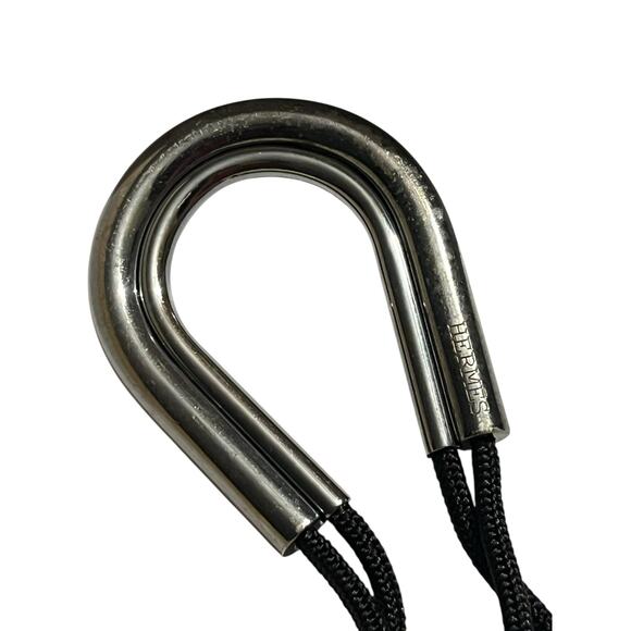 Hermes Vintage Declic Silver 925 Key Holder Keyring Silver & Black Woven Cord - Picture 6 of 8